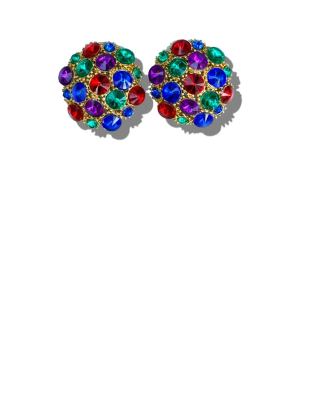80's Multi Stone Domed Fashion Chanel Style Earrings